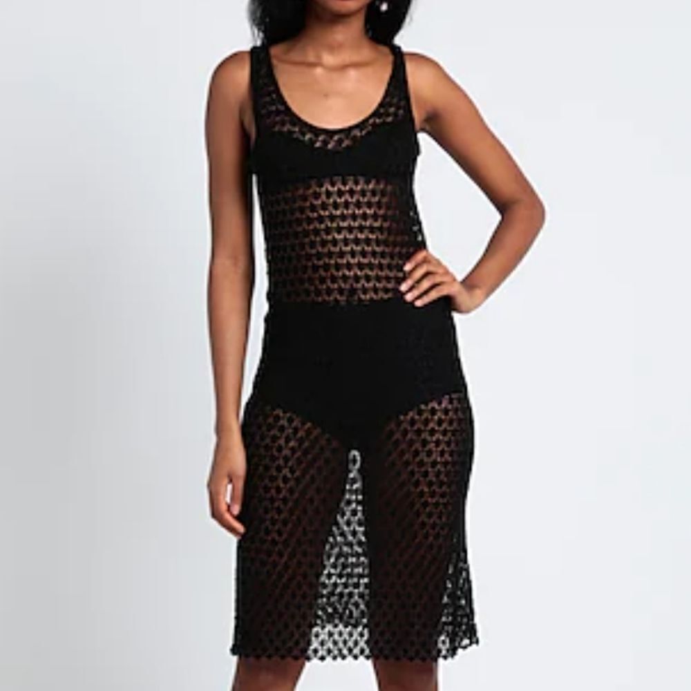 Saint Laurent Women's Black Midi Lace Dress Size OS
